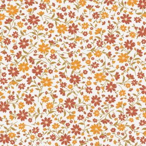 Baumwollpopeline Herbstblumen – weiss/burgunder, 