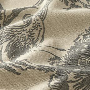 Dekostoff Canvas chinesischer Kranich – sand/grau, 
