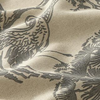 Dekostoff Canvas chinesischer Kranich – sand/grau, 