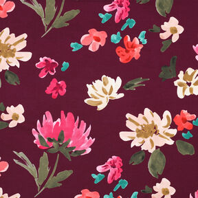 French Terry Colette Digitaldruck | Nerida Hansen – bordeauxrot/intensiv pink, 