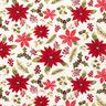 Dekostoff Canvas Christstern-Blüten – wollweiss/karminrot,  thumbnail number 1