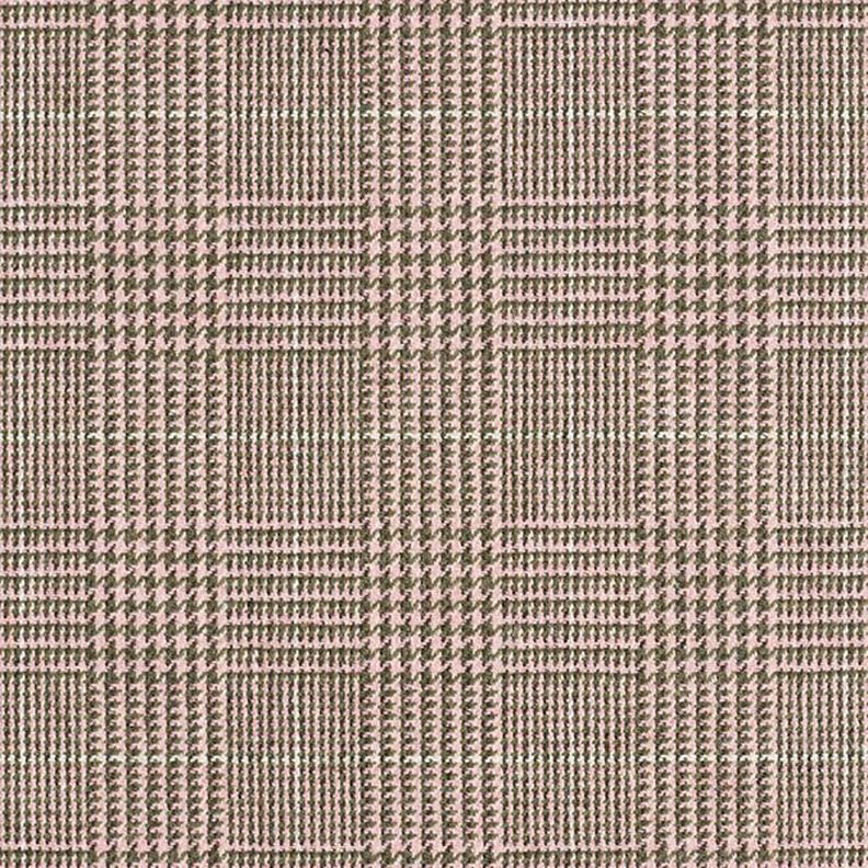 Wollstoff Glencheck – rosa/khaki,  image number 1