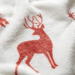 Kuschelfleece Hirsche im Schnee – elfenbein/kupfer, 