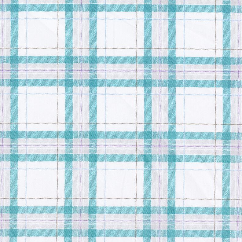 Baumwollstoff Schottenkaro – weiss/türkis,  image number 1