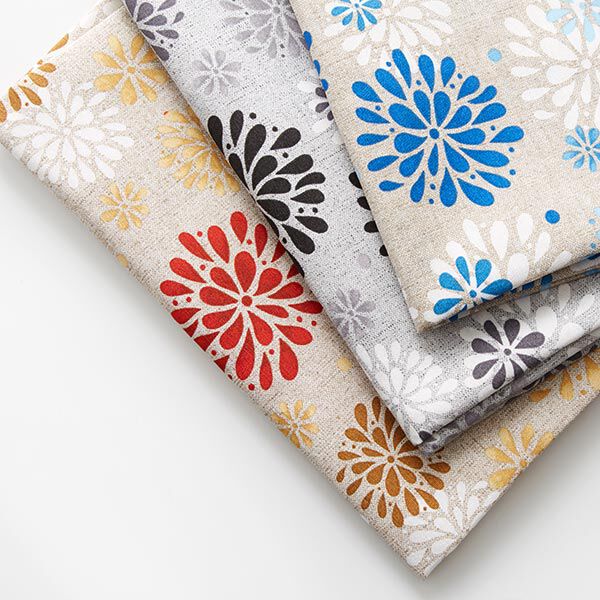 Dekostoff Canvas Blumen – blau/weiss, image number 5