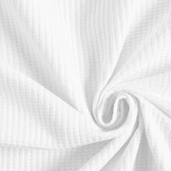 Baumwoll-Waffeljersey Uni – weiss | Reststück 50cm