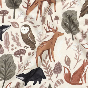 Sweatshirt angeraut Tiere im Wald Digitaldruck | Poppy Fabrics – wollweiss, 