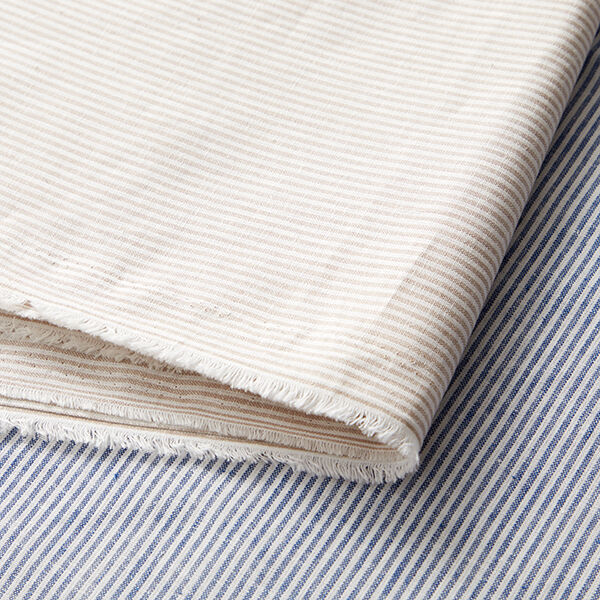 Leinen-Baumwoll-Mix Streifen schmal – jeansblau/wollweiss, image number 5