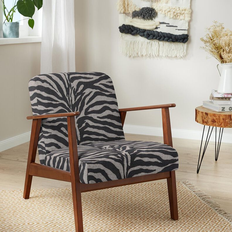 Polsterstoff Jacquard Zebra – schwarz/grau,  image number 7