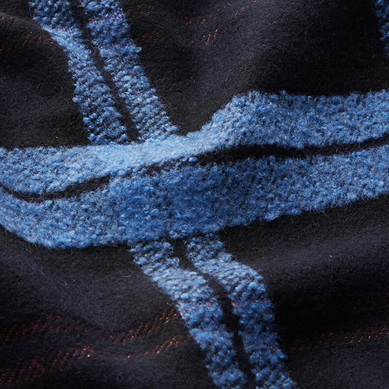 Mantelstoff Karo Loops – schwarz/blau, image number 2