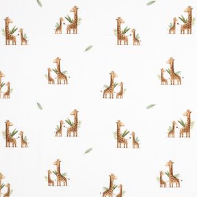 GOTS Baumwolljersey Giraffenfamilie Digitaldruck | Poppy Fabrics – weiss/hellbraun, 