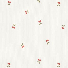 Rippenjersey kleine Kirschen – wollweiss, 