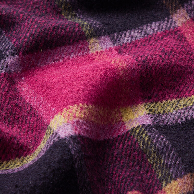 Mantelstoff bunte Karos – schwarz/beere,  image number 2