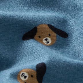 Baumwollflanell Hundeköpfe – jeansblau, 