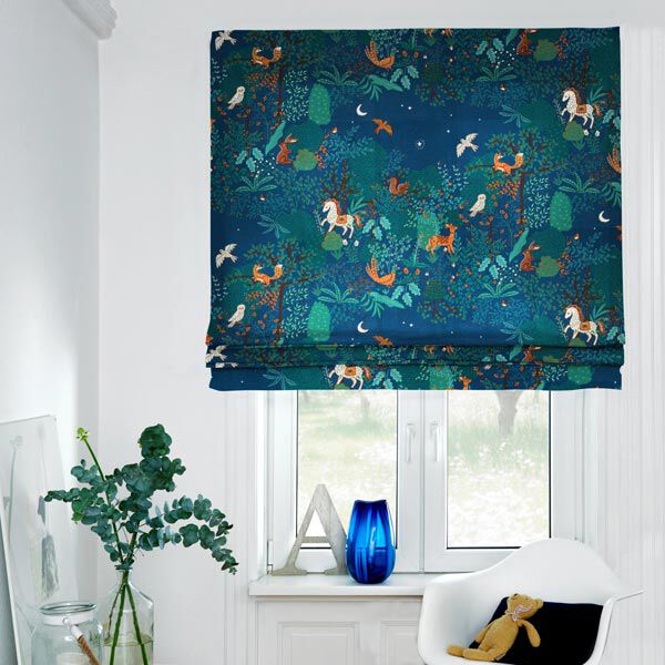 Dekostoff Canvas Nachttiere – navy/petrol | Reststück 50cm