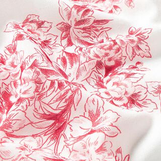 Baumwoll Voile gemalte Blumen – weiss/rot, 