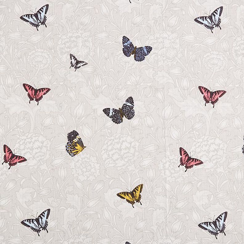 Dekostoff Halbpanama Schmetterlinge – hellbeige,  image number 1