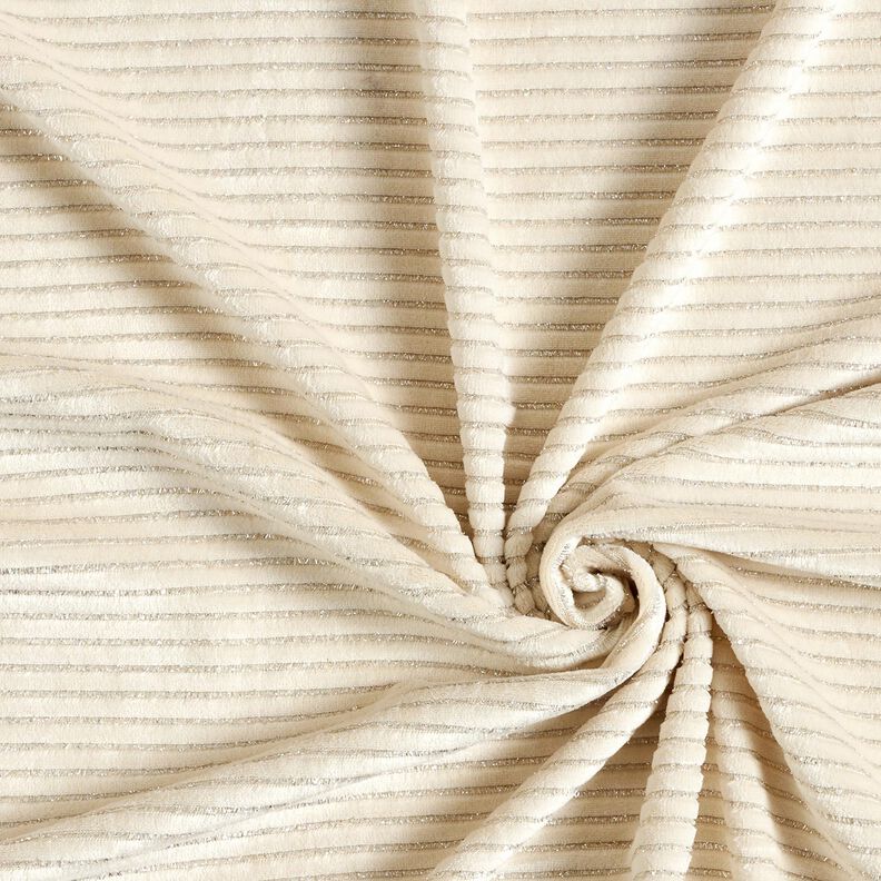 Nicki Stoff Glitzerstreifen – hellbeige/silber metallic, image number 3