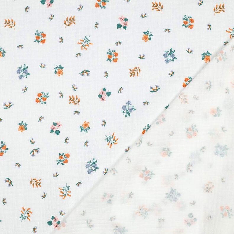Musselin/ Doppel-Krinkel Gewebe Blümchen | Poppy Fabrics – elfenbein/pfirsichorange,  image number 4