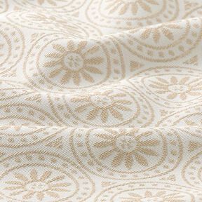 Outdoorstoff Jacquard Kreis-Ornamente – beige/wollweiss, 