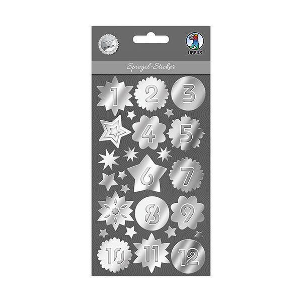 Spiegel -Sticker Adventszahlen [ 24 Stück ] – silber,  image number 2