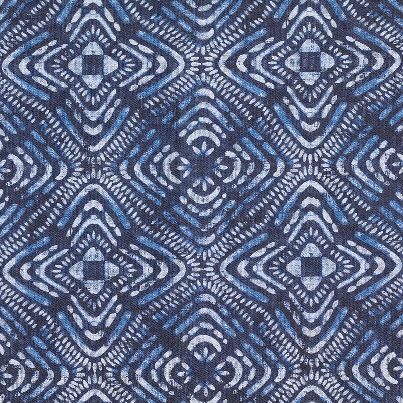 Dekostoff Canvas Batik-Fliesen – indigo/weiss, image number 5