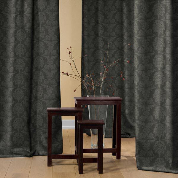 Dekostoff Jacquard Damasco 280 cm – schwarz | Reststück 50cm