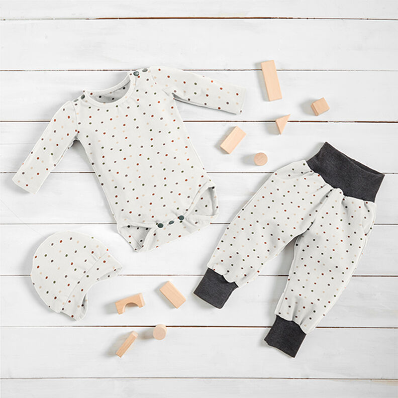 Baumwolljersey bunte Punkte – wollweiss,  image number 6