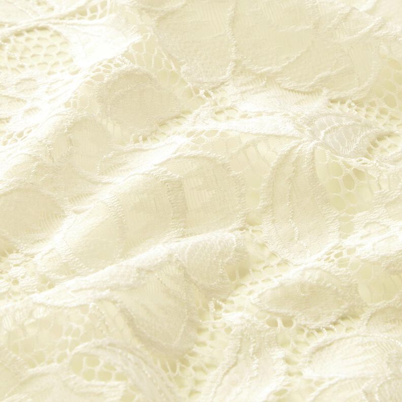 Elastische Spitze Blüten und Blätter – wollweiss, image number 3