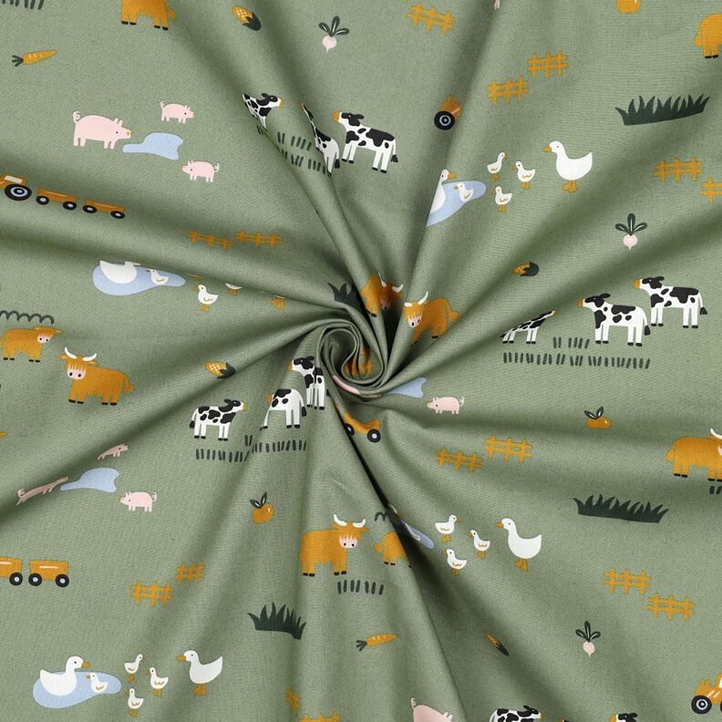 Baumwollpopeline Bauernhof Tiere | Poppy Fabrics – pinie,  image number 3