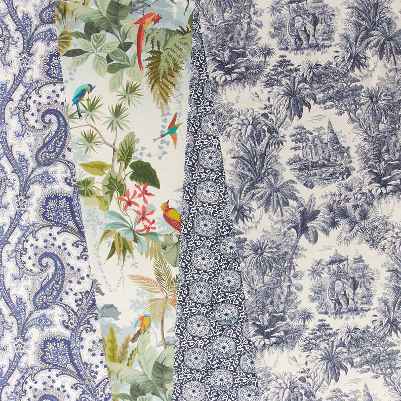 Baumwollstoff Cretonne florales Mandala – weiss/nachtblau, image number 5