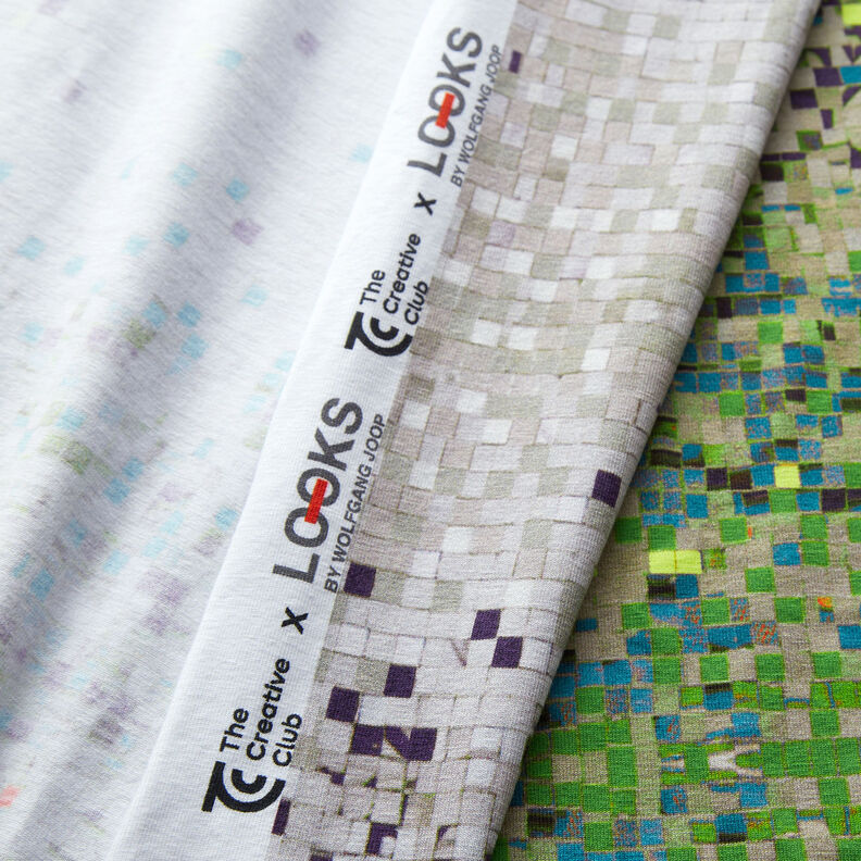 GOTS Baumwolljersey verstreutes Mosaik | TCC x LOOKS by Wolfgang Joop – apfelgrün/dunkelbeige,  image number 4