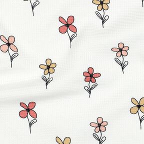 Waffeljersey Blumen | Poppy Fabrics – elfenbein/apricot, 