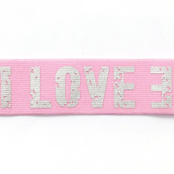 Gummiband Love [ 4,7 cm ] – rosa/silber,  image number 1