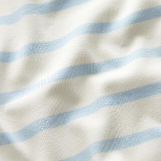 Baumwolljersey Querstreifen – weiss/hellblau, 