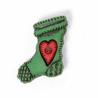 Weihnachtsknopf Nikolausstrumpf - grün, 