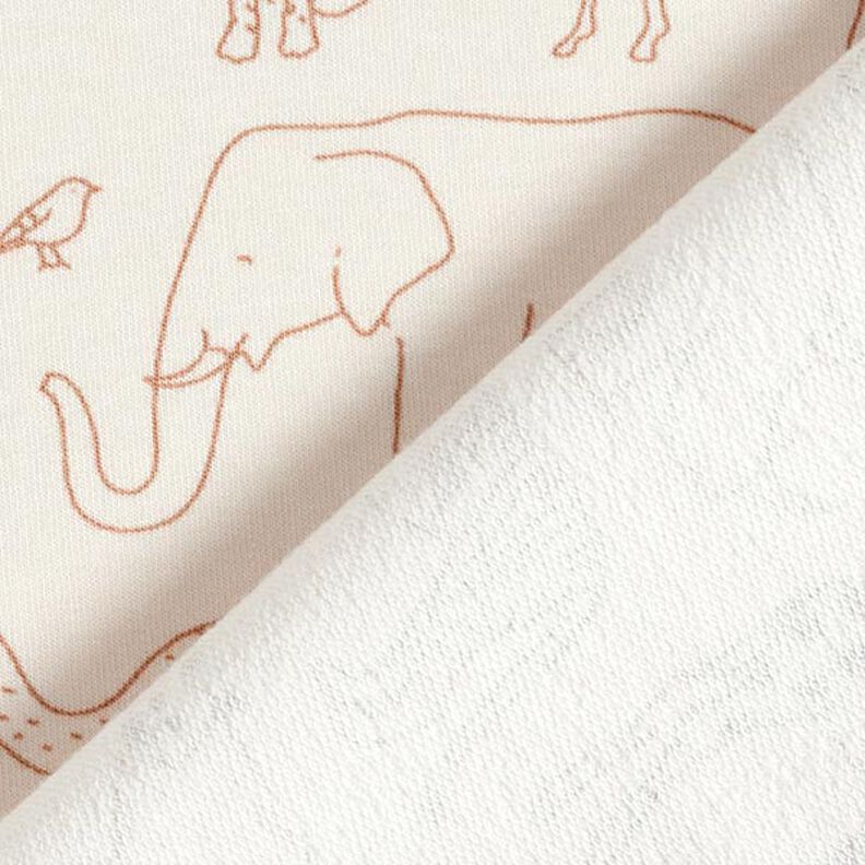 French Terry Sommersweat gezeichnete Safari-Tiere – hellbeige,  image number 5