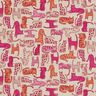 Dekostoff Halbpanama bunte Katzen – natur/purpur,  thumbnail number 1