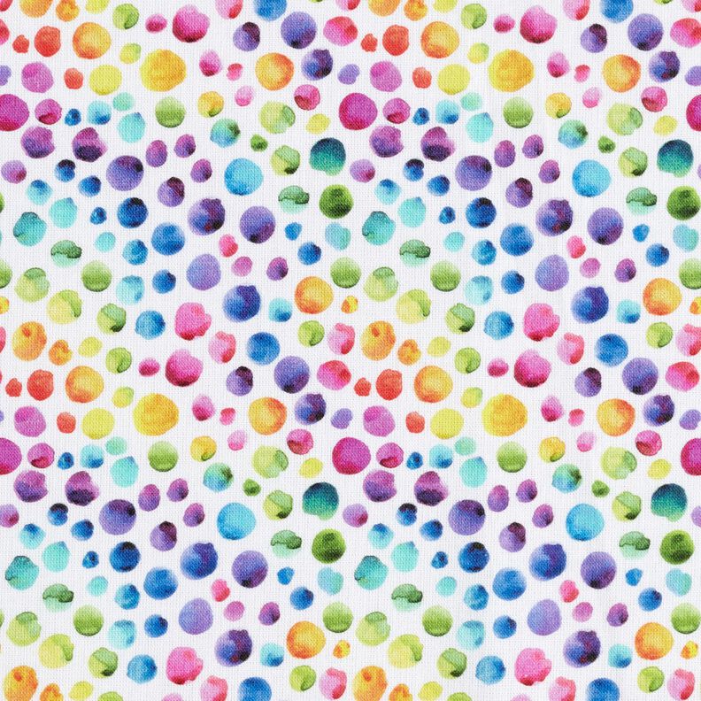 Baumwollpopeline Regenbogen-Punkte Digitaldruck – weiss/farbmix,  image number 1
