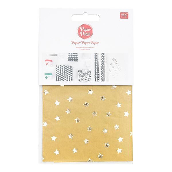 Paper Patch Set Sterne | Rico Design – senf/gold,  image number 1
