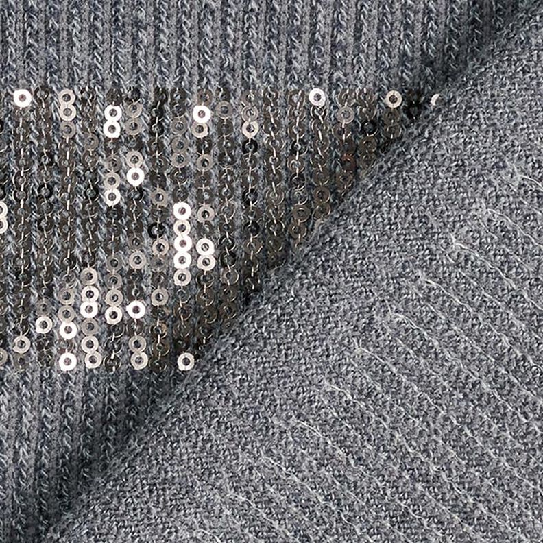 Strickstoff Glitzerpailletten Querstreifen – grau,  image number 5