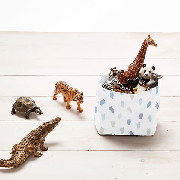Baumwollpopeline Baby-Füßchen – weiss/jeansblau
