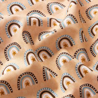 Baumwollpopeline Regenbögen Digitaldruck – beige | Reststück 60cm, 