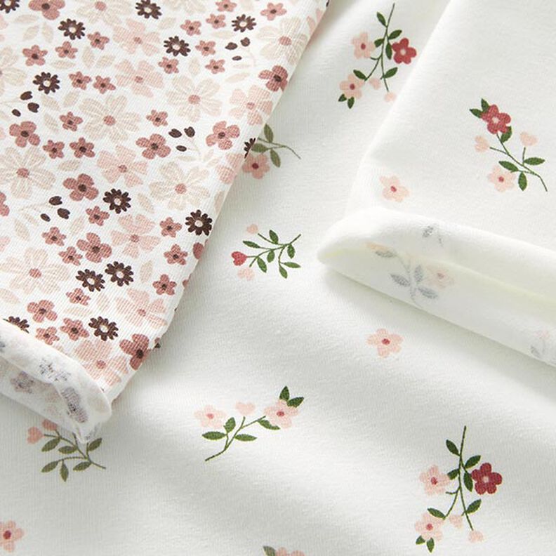 Baumwolljersey Blumen und Herzen – wollweiss | Reststück 60cm,  image number 5
