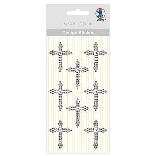 Design Sticker Kreuz [ 8 Stück ] – silber metallic, 