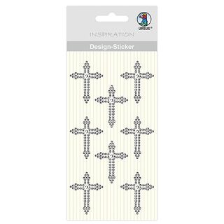 Design Sticker Kreuz [ 8 Stück ] – silber metallic, 