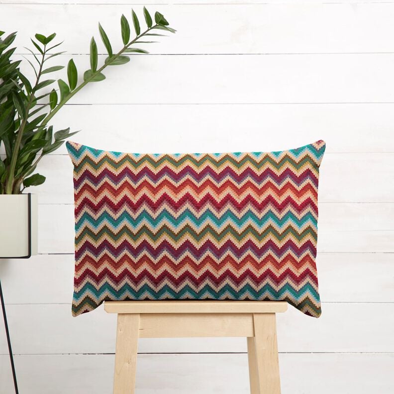 Dekostoff Gobelin Chevron – hellbeige/karminrot, image number 6