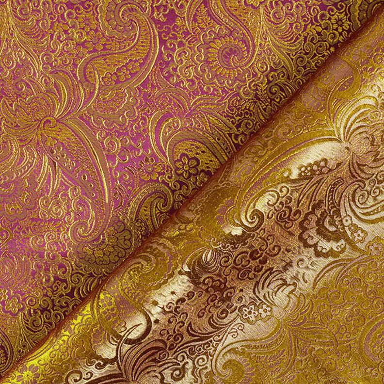 Bekleidungsjacquard Metallic Paisley – lila/gold,  image number 6