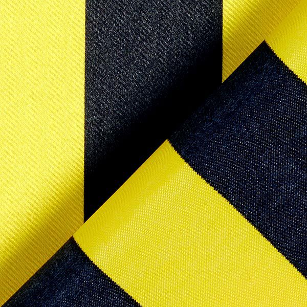 Polyestersatin Duo Blockstreifen – schwarz/gelb | Reststück 100cm