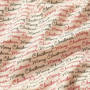 Baumwollstoff Cretonne Merry Christmas – natur/karminrot, 